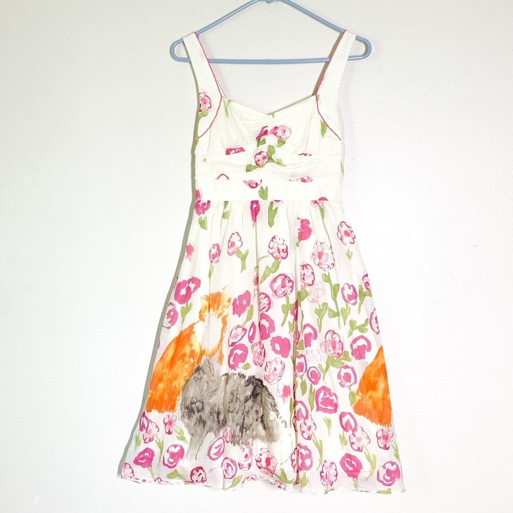 Floreat White Floral Sundress with Pink and Orange Accents